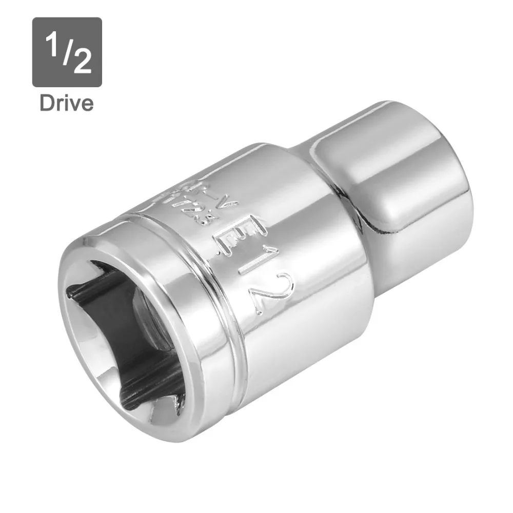 

UXCELL 2PCS 1/2'' Drive 10-32mm E12-18 Cr-V 6-Point Shallow Socket for DIY Hand-making,Automotive Repairs, Household Maintenance