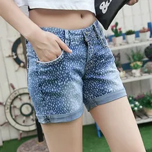 Модное летнее джинсовое шорты Для женщин синего цвета из хлопка с капюшоном с камуфляжным принтом Низкая Талия Короткие pantalon femme плюс Размеры S-XXL