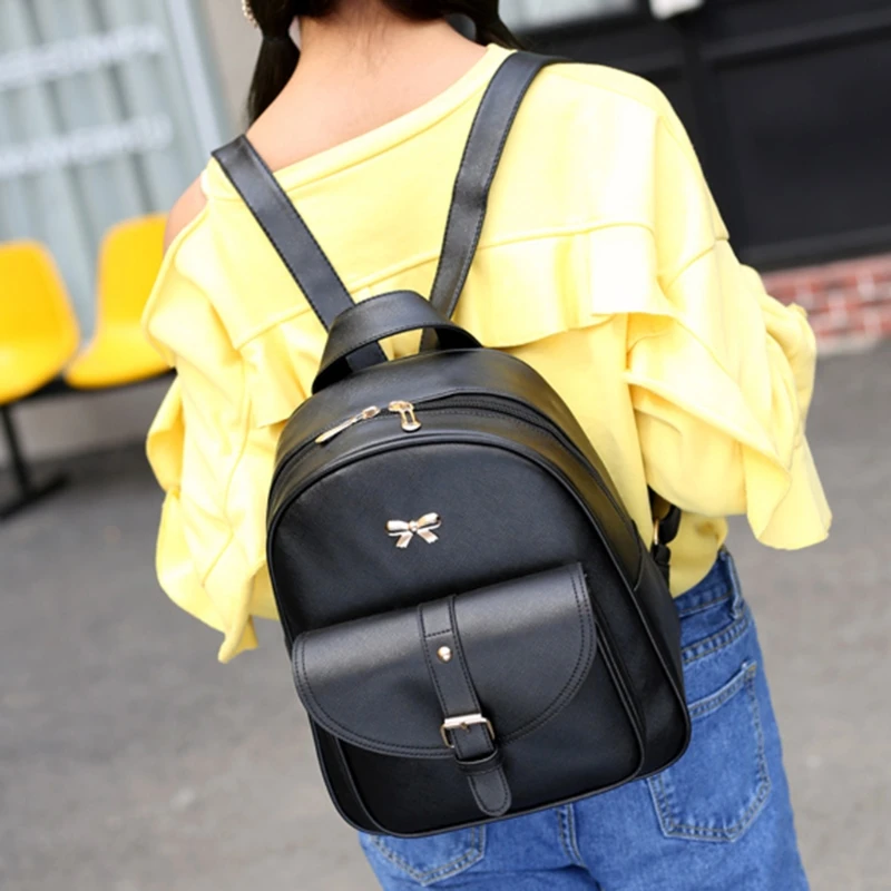 

THINKTHENDO 4pcs Women's Backpack Bowknot Rucksack Travel Schoolbags Shoulder Bag Satchel