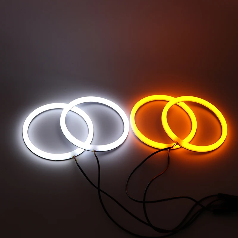 For Lada Vaz 2106 1996-2001 White & yellow Cotton LED Angel eyes kit halo ring Turn signal light - 32949462956