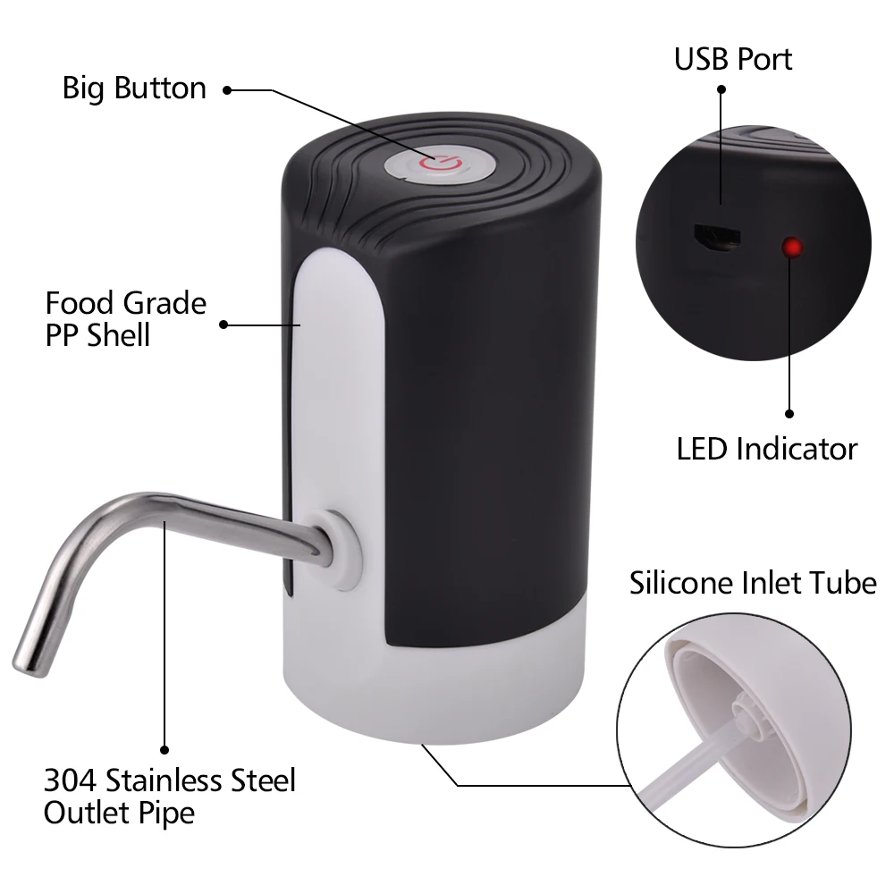 Электрический диспенсер для воды портативный галлон питьевой дозатор для бутылки умный беспроводной водяной насос водоочистные приборы USB зарядка