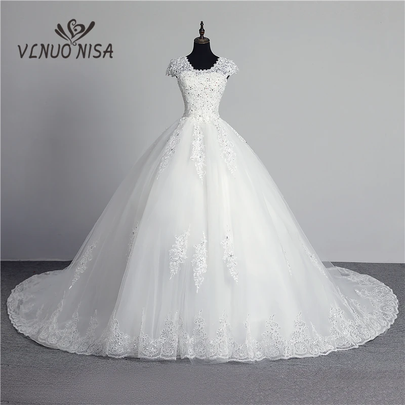 

100% Real Photo in stock Fashion lace flower Sweetheart off White Sexy muslim Wedding Dress for brides Vintage Applique Sequined