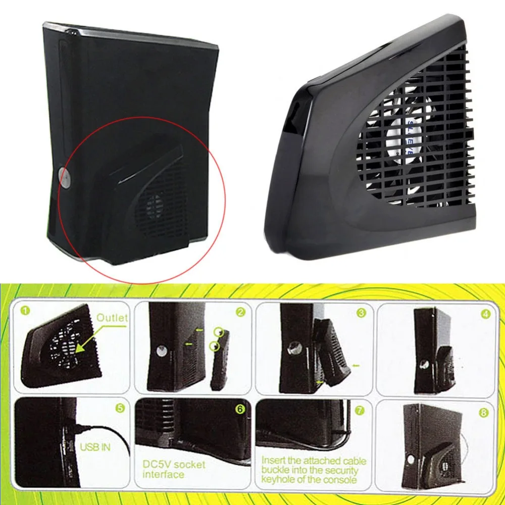 

10pcs Quality USB Side UP Cooling Computer Cooling Fan Cooler For Xbox 360 Slim Black #0324