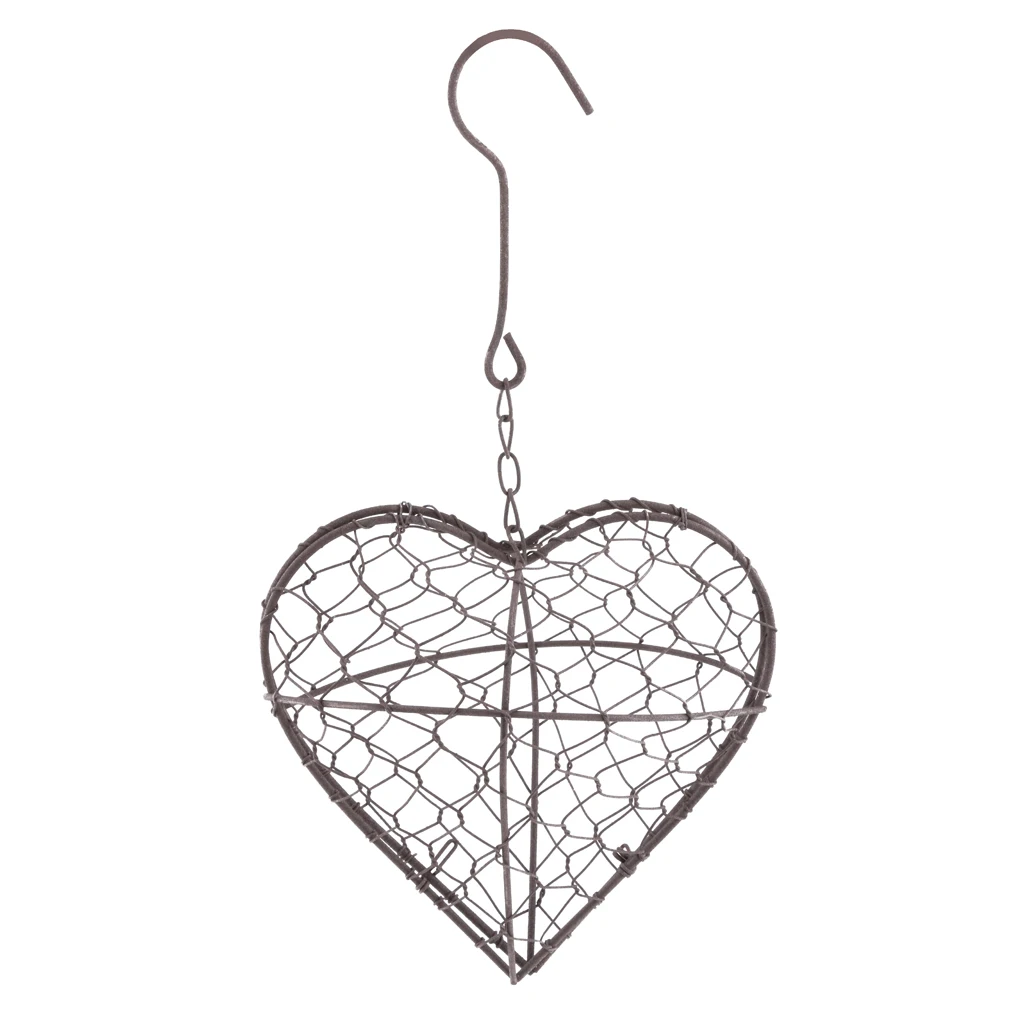 17cm Iron Frame Heart Shaped Metal Planter Wall Art Craft DIY Decoration Garden Pots