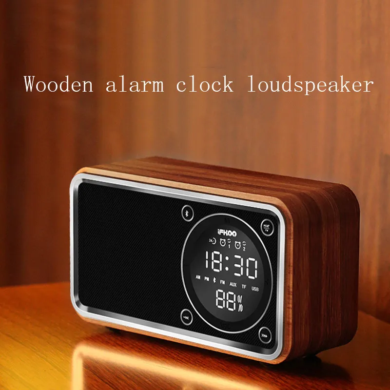 

Bluetooth Speaker Wooden alarm clock household TF Card Subwoofer forRadio Mobile Mini Sound quality is clear and stable Computer