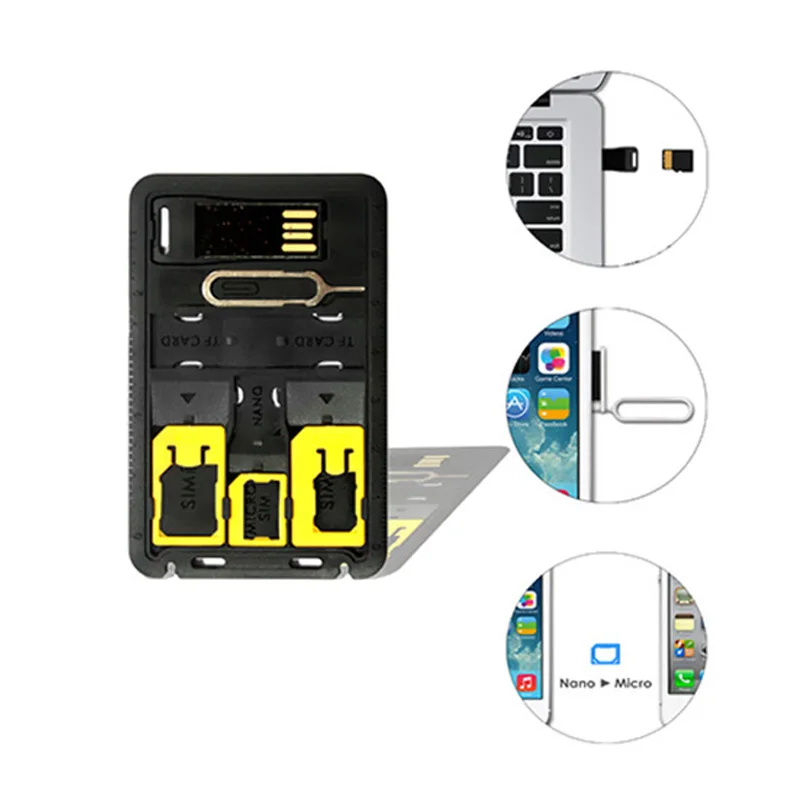 

Universel Mini-SIM Adaptateur De Stockage Cas Kit pour Nano Micro SIM Carte Mmoire Bote De Collection De Cartes