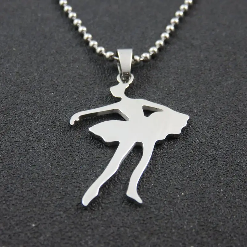 

High Quality Women Necklace Stainless Steel Ballet Dancer Pendant Necklace For Girls Stainless Steel Jewelry Christmas Gift