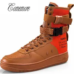 Comemore плюс размеры Мужская обувь кроссовки для женщин Мужская обувь для бега высокие мужские спортивные туфли Спортивная обувь оранжевый