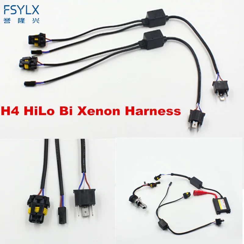 FSYLX 2pcs Universal H4 Hi Lo Relay Wiring Harness HID Xenon Ballast