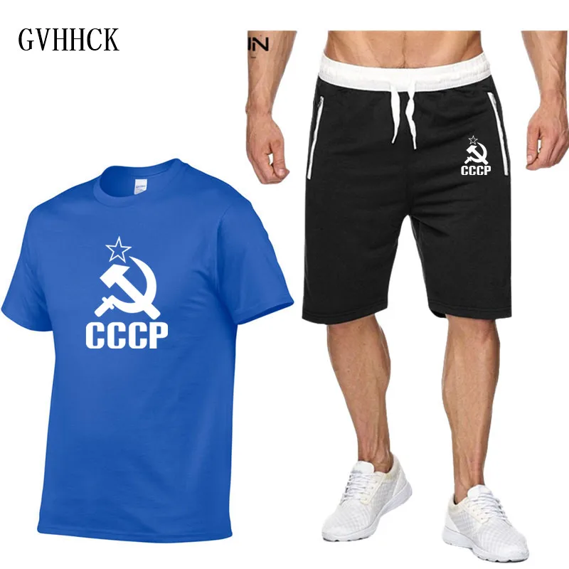 2019 Summer Hot Sale Men s Sets CCCP T Shirts Shorts Two Pieces Sets Casual Tracksuit 5