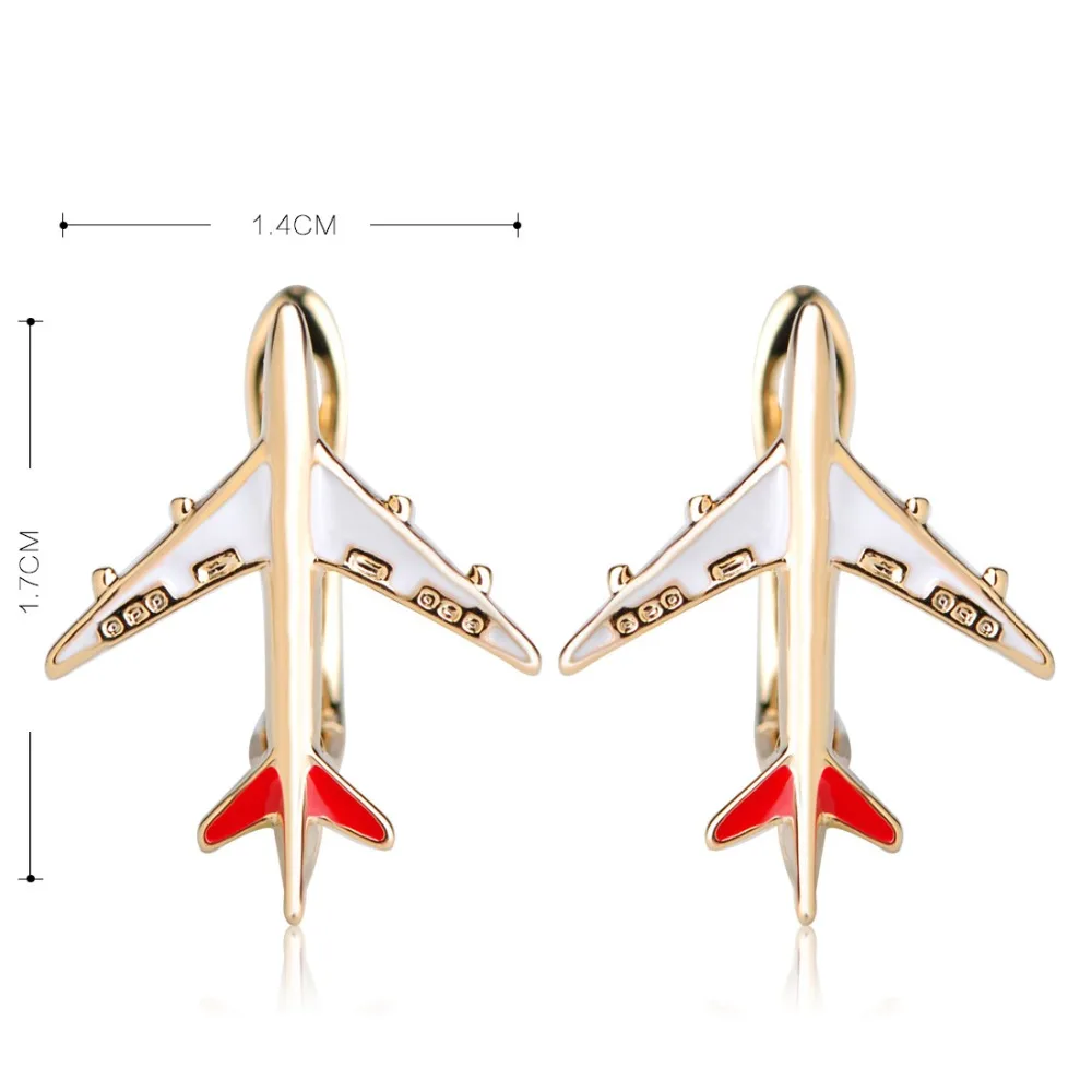 Dazz Enamel Airplane Shape Earrings For Women Girls Gold Color D Hooks Aircraft Plane Stud Earring Harajuku Copper Ear Brincos Fashion Jewelry
