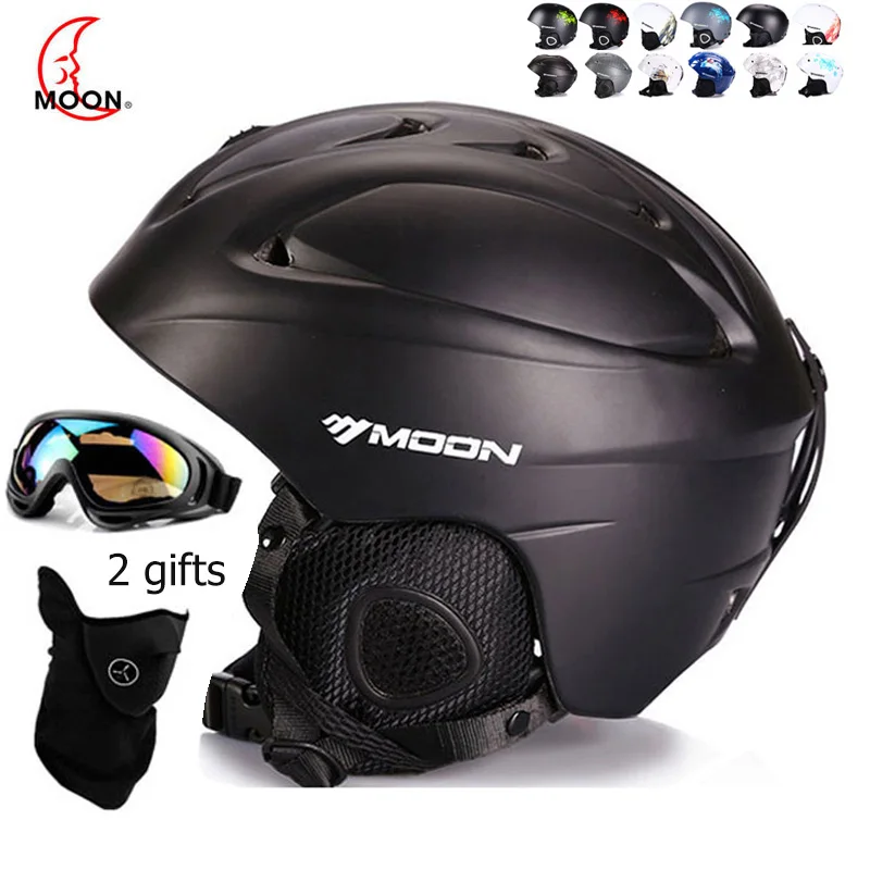 MOON-casco de esquí PC + EPS moldeado integralmente para mujer, de alta  calidad, para deportes, monopatín, esquí, Snowboard, con gafas - AliExpress