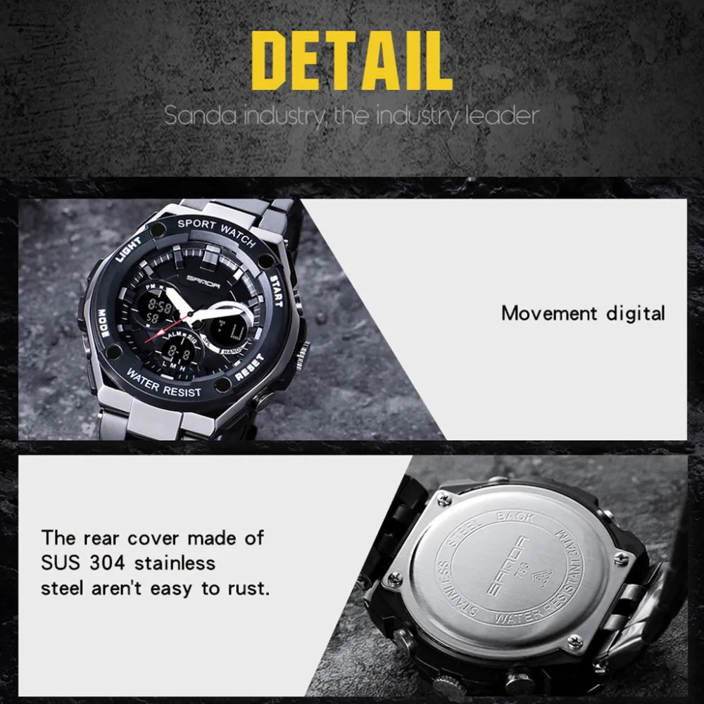 Новые продажи часы цифровые часы мужские роскошные Брендовые Часы из нержавеющей стали мужские спортивные часы relogio цифровые часы мужские