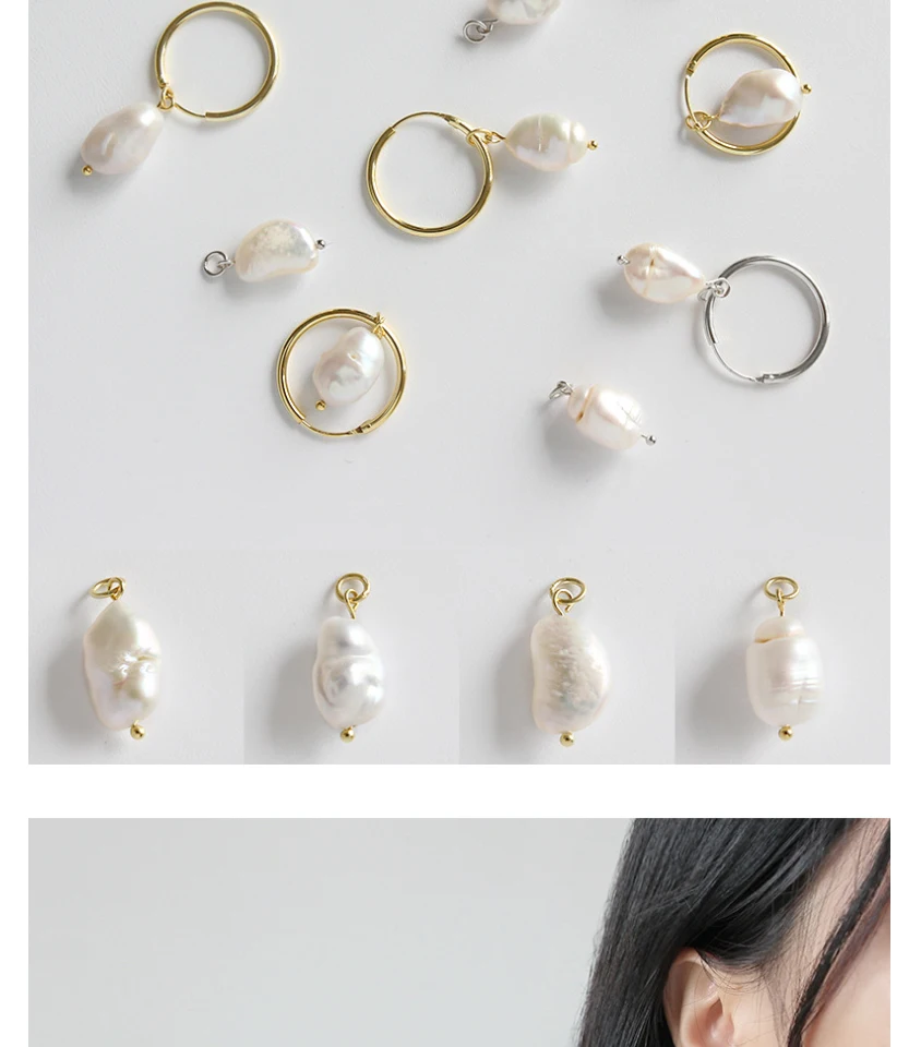 925 Sterling Silver Round Loop With Natural Waterdrop Baroque Pearl Drop Hoop Earrings For Women Fashion Party Jewelry Brincos (2)