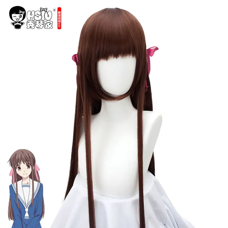 Парик для косплея HSIU с корзиной фруктов Tohru Honda длинные прямые коричневые парики
