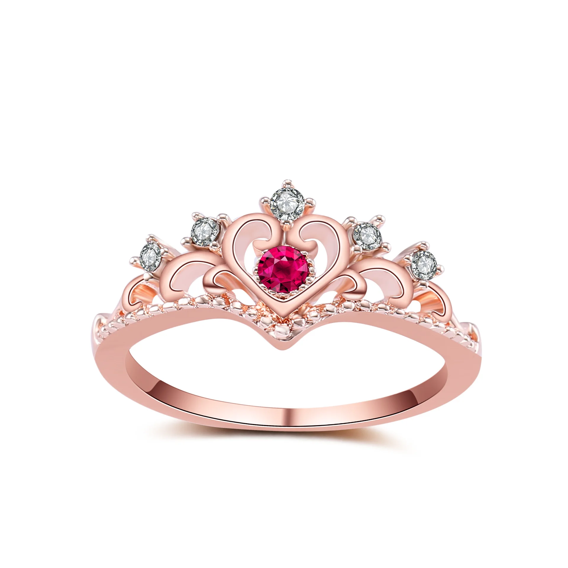 Fashion Wedding Jewelry Finger Crystal Heart Crown Rings For Women New