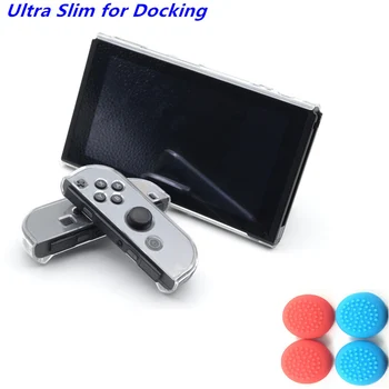 

For Nintend Switch NS For Switch Docking Utral Slim Transparent Crystal,Hard Back Detachable Protective Case Cover+4pcs caps