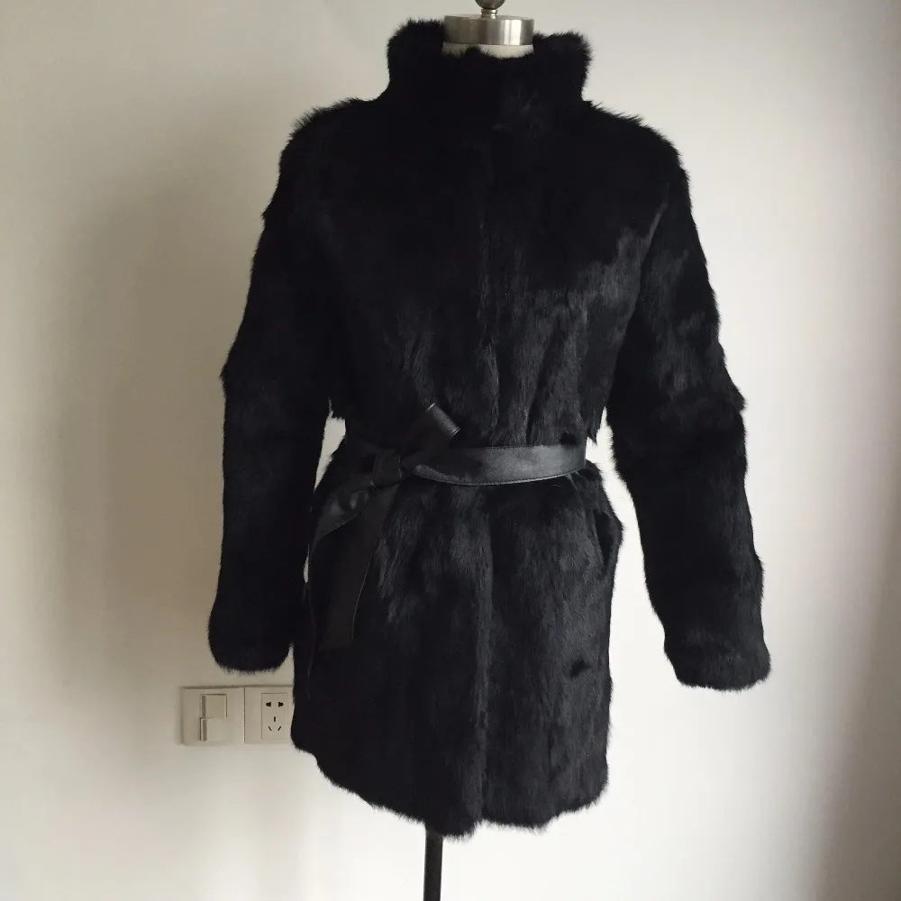Модное пальто из натурального кроличьего меха, женская меховая куртка из натурального кроличьего меха, AH706