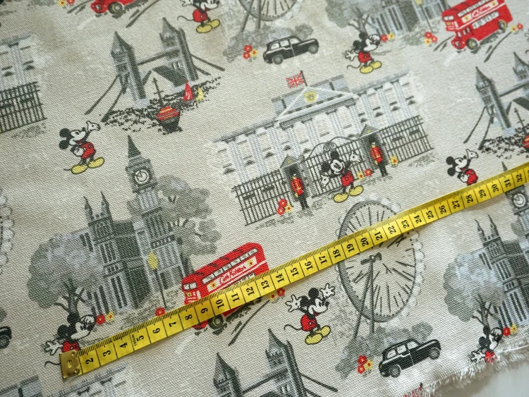 

Canvas Cotton Material Fabric material Cartoon cloth UK London printing diy kids bag curtains tablecloths pillow Sewing DIY A061