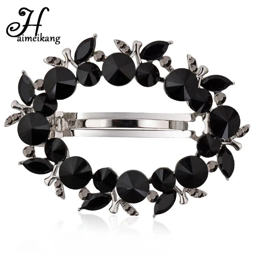 Haimeikang Black Crystal Cherry Shaped Metal Hollow Hairpin Women Shiny Rhinestone Alloy Hair Clip Headwear Accessories