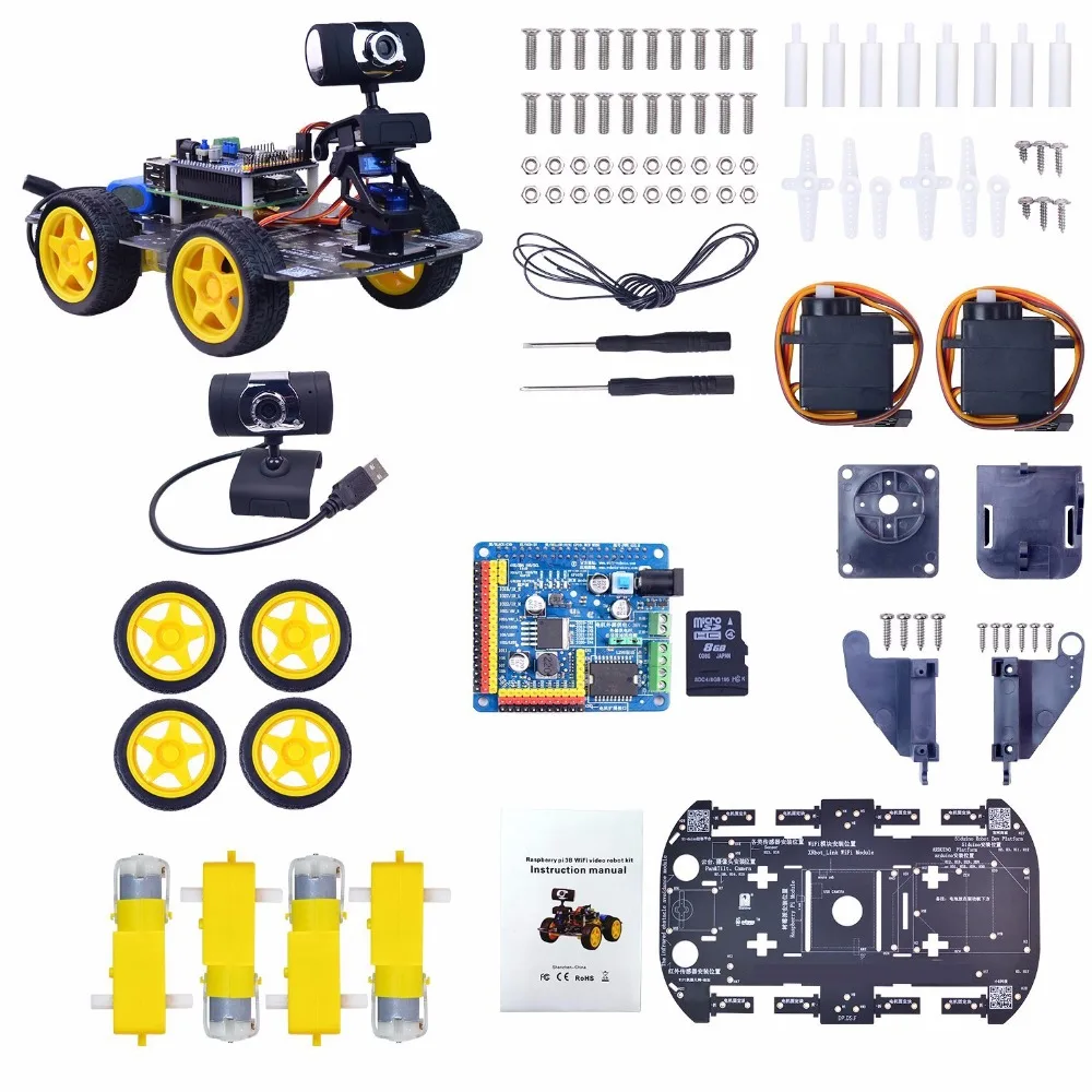 UniHobby DS беспроводной Wifi робот автомобильный комплект для Raspberry Pi 4WD робот шасси комплект(Raspberry Pi не включает