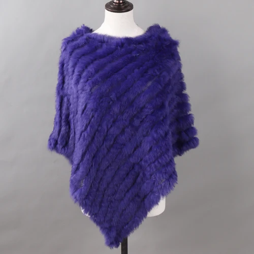ROAYL BLUE Осенне-зимнее женское пончо из натурального кроличьего меха, шарфы, Женская шаль из натурального кроличьего меха, треугольная накидка, опт и розница - Цвет: ROAYL BLUE