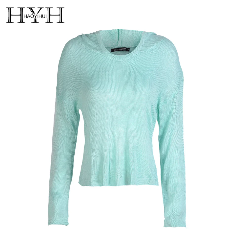 HYH HAOYIHUI V-neck Long sleeved Sweater Sky Blue Exposed Umbilical Autumn Women Ladies sexy Slim Hooded Pullover Tops Casual HYH HAOYIHUI V-neck Long sleeved Sweater Sky Blue Exposed Umbilical Autumn Women Ladies sexy Slim Hooded Pullover Tops Casual