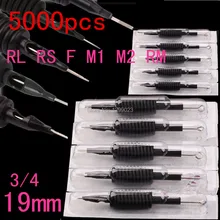 5000 Черный стерильный 3/4(19 мм) тату иглы трубки круглый плоский маг шейдер наконечник смешанный размер для вас подобрать