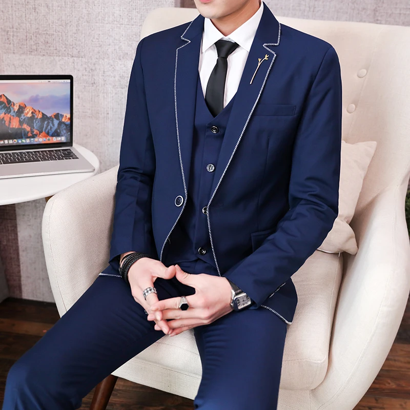 Mens Suits Jackets & Pants & Vests Max Size 5XL Suit 3 Piece Sets Men Business Wedding Banquet Male Blazer Suits