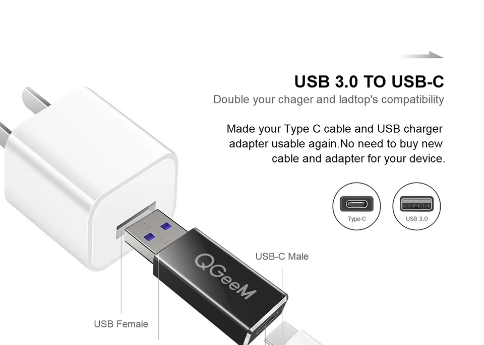 QGeeM USB 3,1 type C мама к USB 3,0 папа порт адаптер 10 Гбит/с type-A Разъем синхронизации данных адаптер Разъем для Macbook Google
