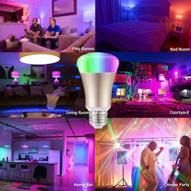 Smart Bulb WiFi E27 RGB Dimmable LED Lamp Phone App Remote Control Voice Control Works With Amazon Alexa and Google Home