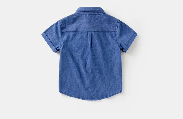 Boys Denim Shirts Solid Color Kids Tops Short Sleeve Shirts Summer Children Clothing Boys Jeans Shirt Tops RT516