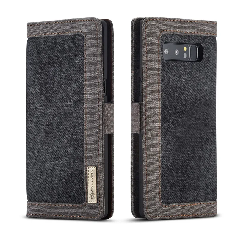 Черный Кожаный чехол CaseMe для samsung Note 8, роскошный модный ковбойский флип-держатель для карт, чехол-кошелек для samsung Galaxy Note 8, чехлы для телефонов - Цвет: Черный