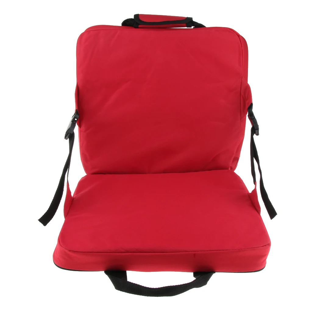 Comfortable Folding Bench Chair Seat Cushion with Backrest Fishing Cushion Seat for Outdoor Garden Patio Camping Hiking Red