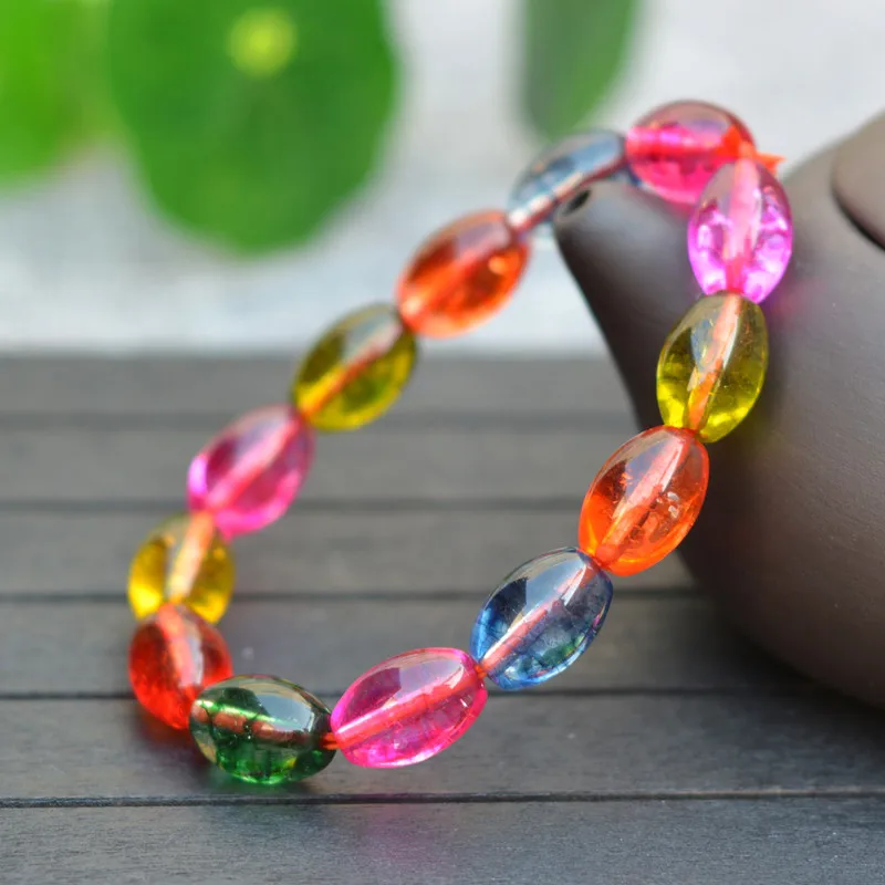 

Drop Shipping High imitation Tourmaline Bracelet Colorful Flower Crystal Single Hand String Gift for Women Color Crystal Jewelry
