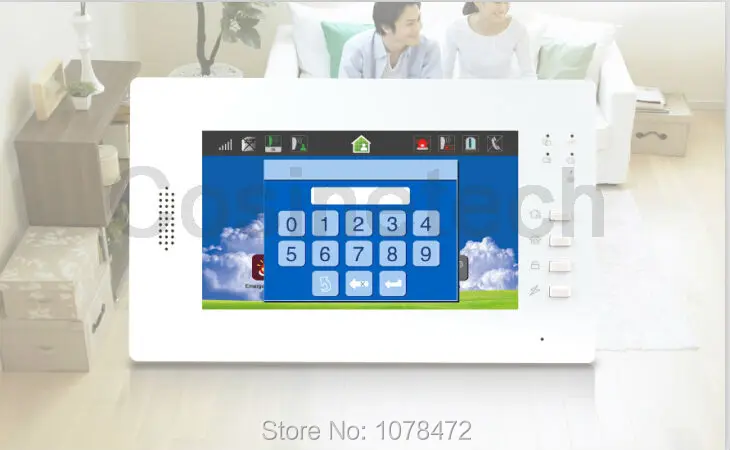 Customized Smart home security FSK 868MHZ GSM PSTN alarm system with smoke sensorsmart socketLCD keyboardstrobe siren