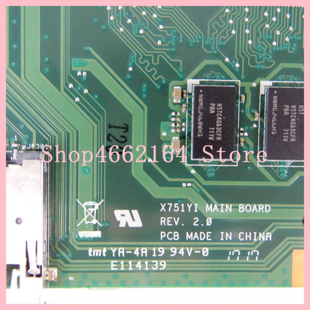 X751YI материнская плата E1-7010 процессор 4 Гб ОЗУ 2 Гб видеокарта X751YI Материнская плата Asus X751Y X751YI K751Y Материнская плата ноутбука тест ОК