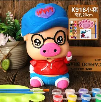 

20cm princess lovely Children pet mannequin toy plaster doll Piggy bank mannequin Gift 12 color paint pen palette 1set A262