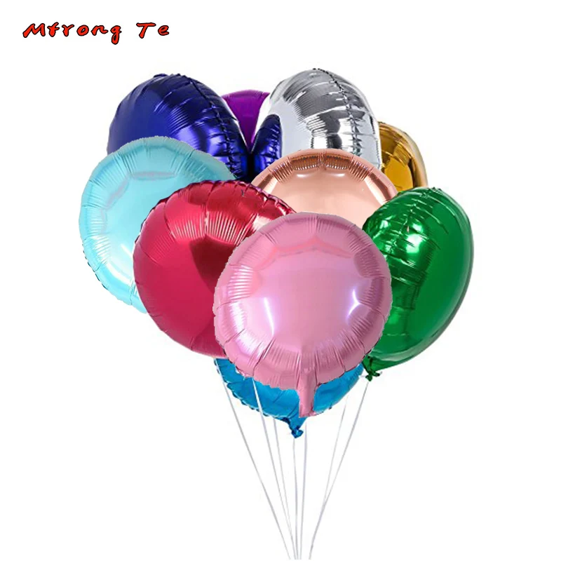 

50pcs 18'' Round Shape rose gold Foil Helium Balloon Birthday Party Decoration pure color gold silver red Balloon suppliers
