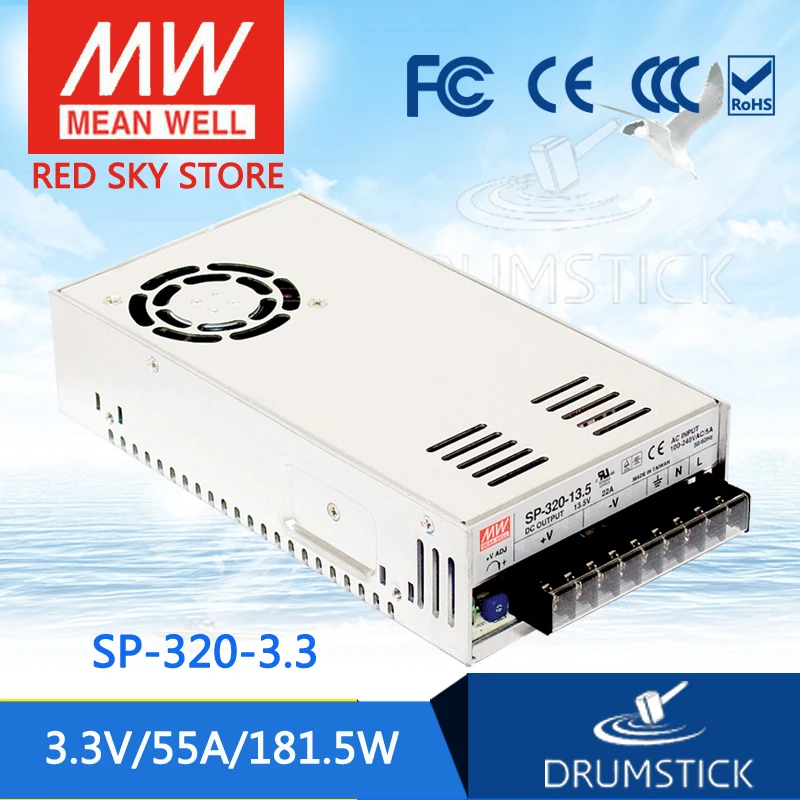 

MEAN WELL SP-320-3.3 3.3V 55A meanwell SP-320 3.3V 181.5W Single Output with PFC Function Power Supply
