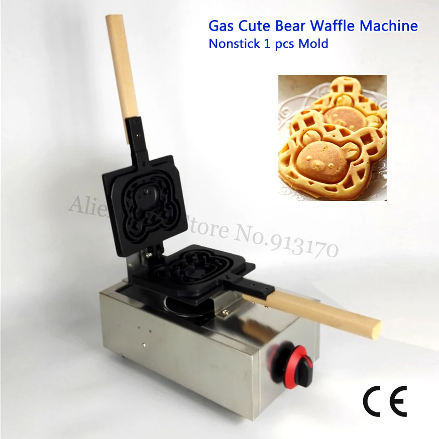 Non stick Gas Waffle Baker Cute Bear Mould Stainless Steel Carton