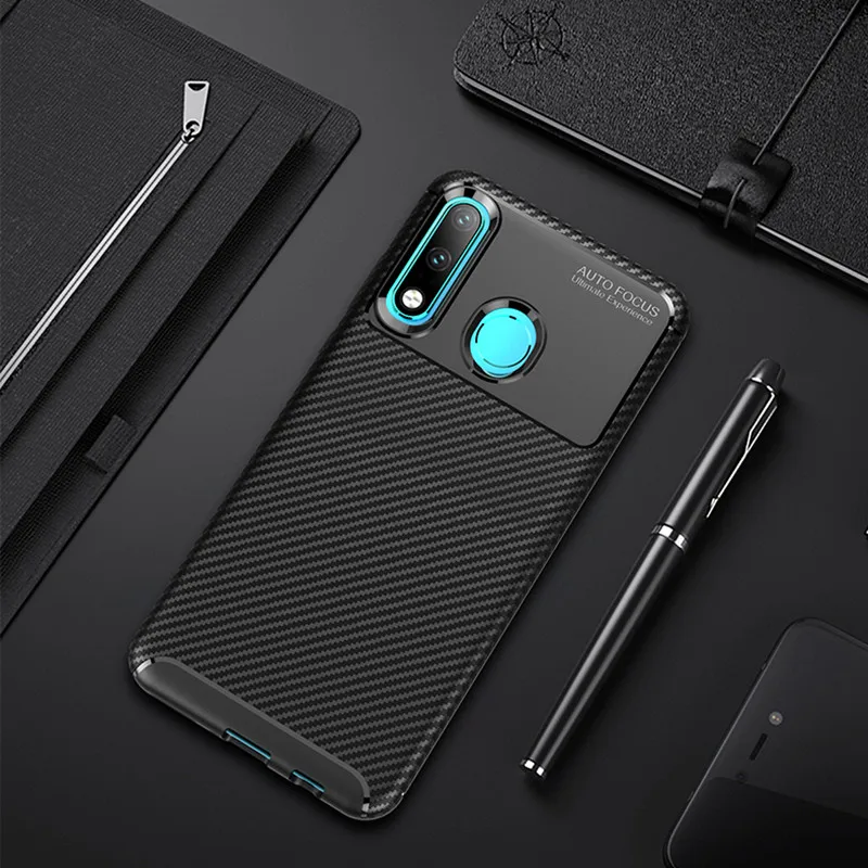 For Huawei P30 Lite Case Luxury Fiber Leather Business Back Cover For