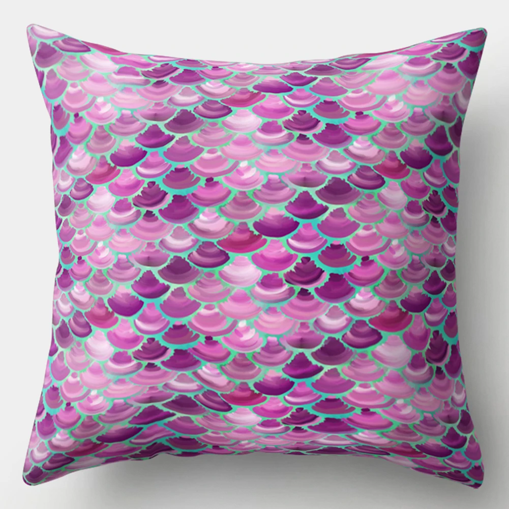 

Square Mermaid Cushion Home Pillow Case Pillow cases Cover Decorative Fish Scales Throw Living Room