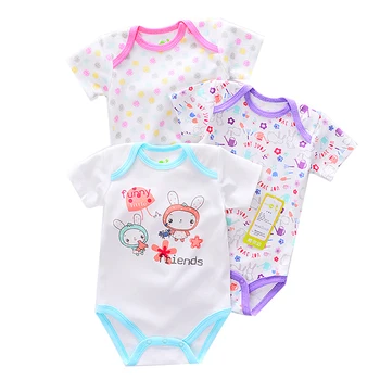 

2017 Sale Summer Baby Bodysuit Fantasia Infantil Baby Girl Clothes 3 Pcs/lot Rabbit Pattern Short Sleeve Bodysuit Baby Clothing