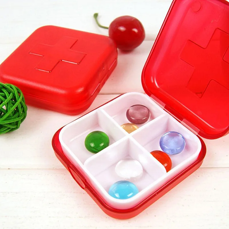 

4 Slots Container Red Color Pill Holder Organizer Health Care Vitamin Medicine Storage Case Drug Pill Box Waterproof JLRD 2018