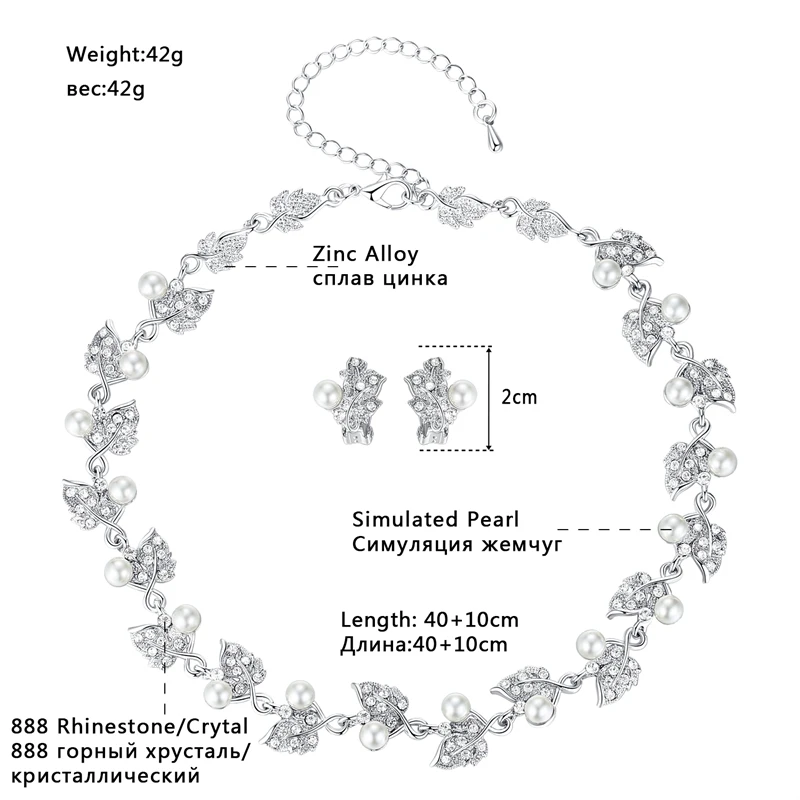 Mecresh роскошный искусственный жемчуг лист невесты Свадебный комплект ювелирных изделий серебряный цвет кристалл свадебное ожерелье серьги наборы для женщин TL533