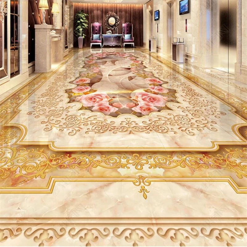 beibehang Large floor murals custom living room bedroom kitchen and European three-dimensional stone parquet floor murals