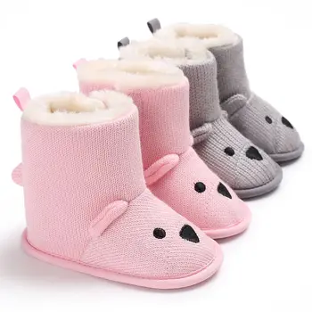 

Baby Girls Boys Winter Boots Infant Toddler Cute Cartoon Bear Shoes First Walkers Keep Warm Snowfield Booties