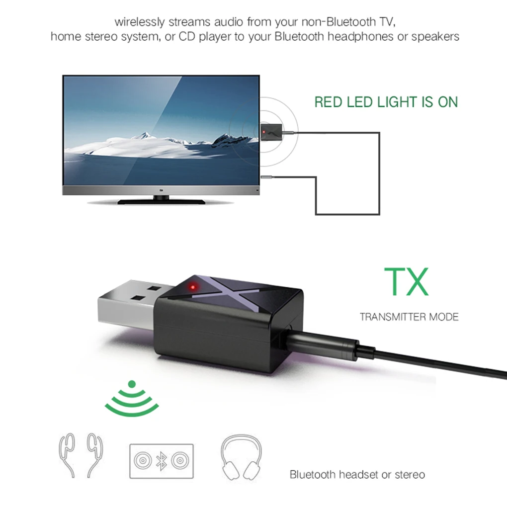 USB Bluetooth 5,0 передатчик ТВ-приемник Динамик для наушников Мини 3,5 мм AUX стерео беспроводной адаптер