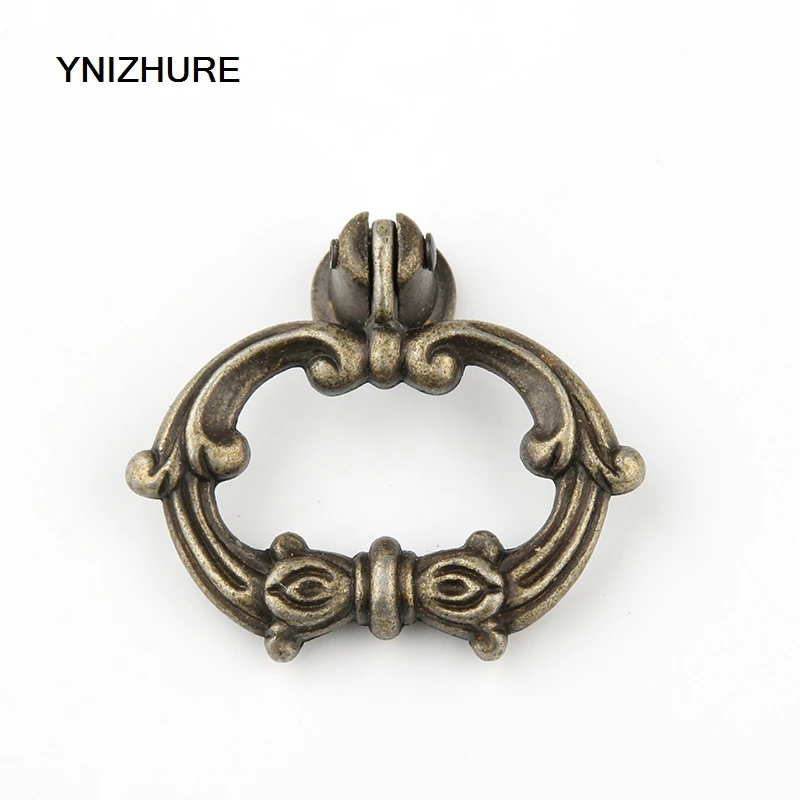 

YNIZHURE 49*32mm 10PCS Antique Bronze Drawer Handles Unique Design Cabinet Furniture Vintage traditional style Pull Knobs